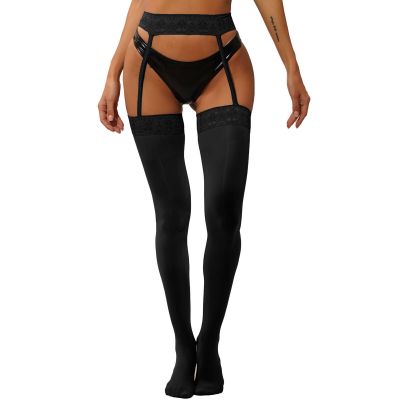 US Women’s Semi Sheer Garter Belt Suspender Pantyhose Thigh High Stockings Tight